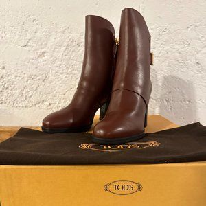 TOD'S Brown Gomma Tronchetto Ankle Boots Booties 36 New In Box